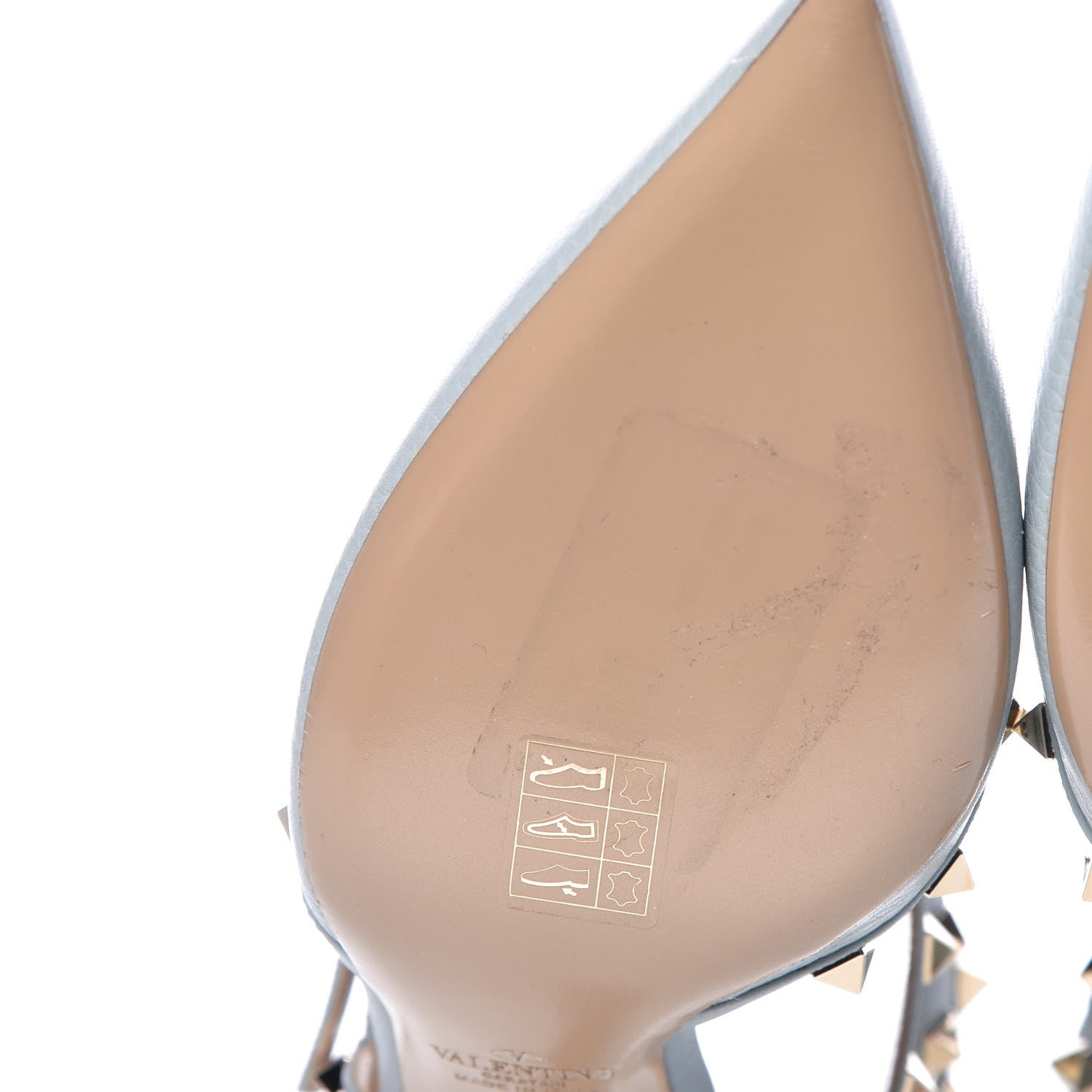 Valentino Garavani Pebbled Calfskin Rockstud Ankle Strap 65mm Pumps 39.5 Sky Sorbet 9 of 10
