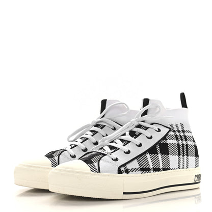 Christian Dior Technical Knit Check'N'Dior Walk'N'Dior High Top Sneakers 40 White Black 4 of 9
