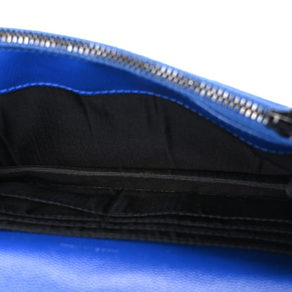 Saint Laurent Grain De Poudre Matelasse Chevron Monogram Envelope Chain Wallet Blue Majorelle 5 of 11