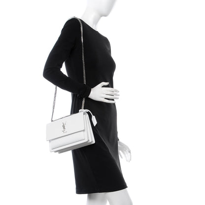 Saint Laurent Calfskin Medium Monogram Sunset Dove White 2 of 11