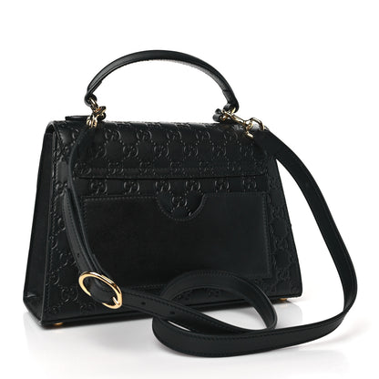 Gucci Guccissima Signature Small Padlock Top Handle Bag Black 3 of 9