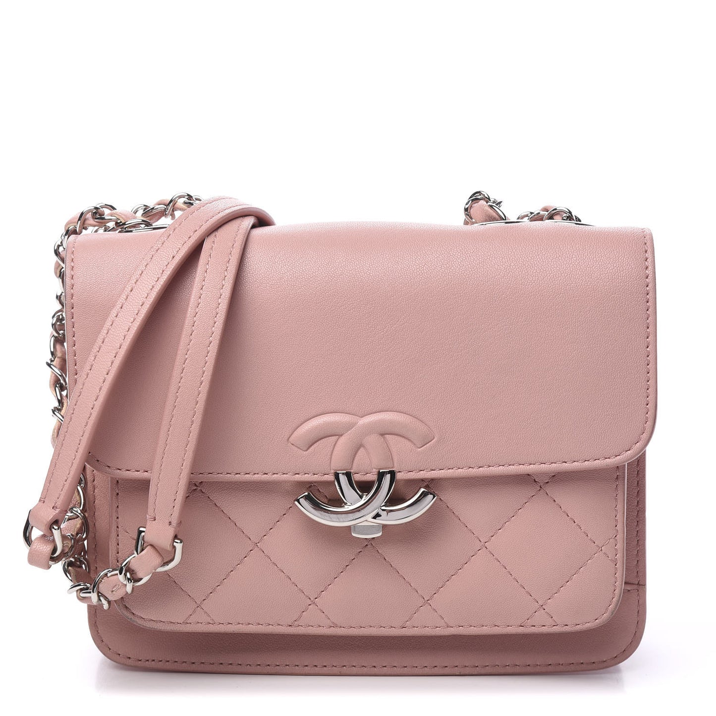 Goatskin Quilted CC Box Flap Pink