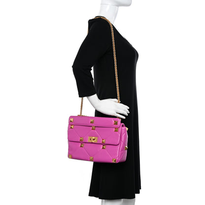 Valentino Garavani Nappa Large Roman Stud Shoulder Bag Radiant Orchid 2 of 9