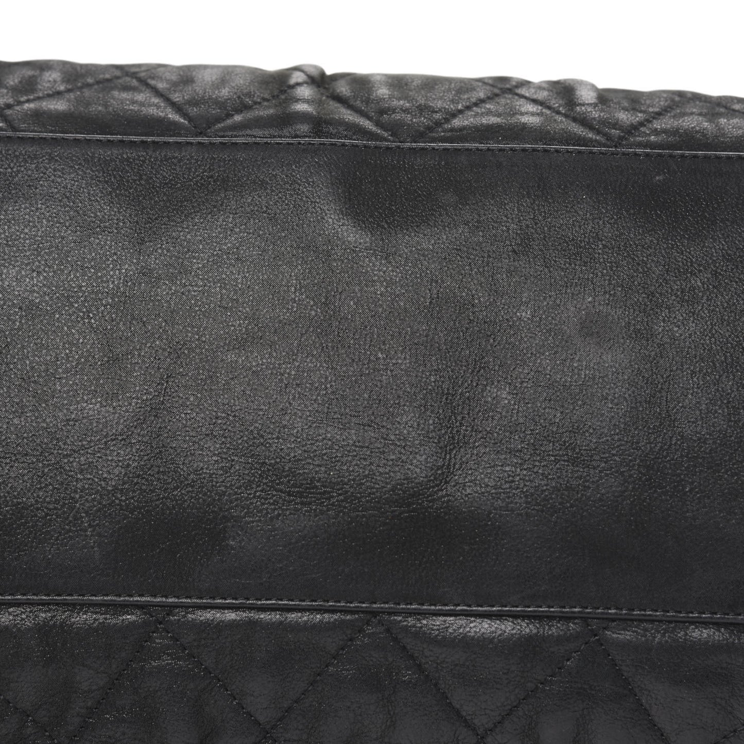 Iridescent Calfskin Chic Quilt Bowling Bag Black