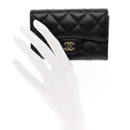 Chanel Caviar Quilted Flap Card Holder Wallet Black 2 of 9
