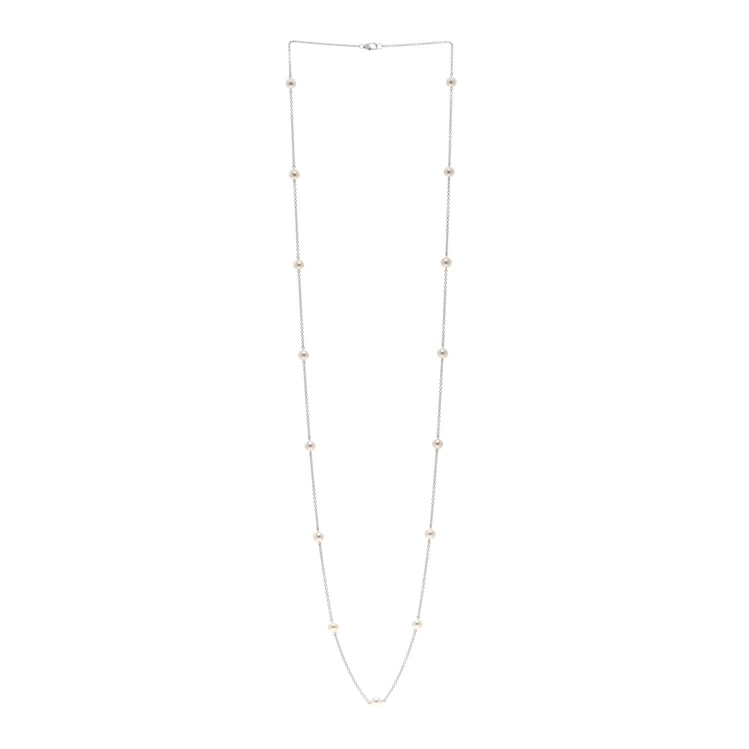 Mikimoto 18K White Gold Akoya Pearl 6mm Station Necklace 32" 3 of 4