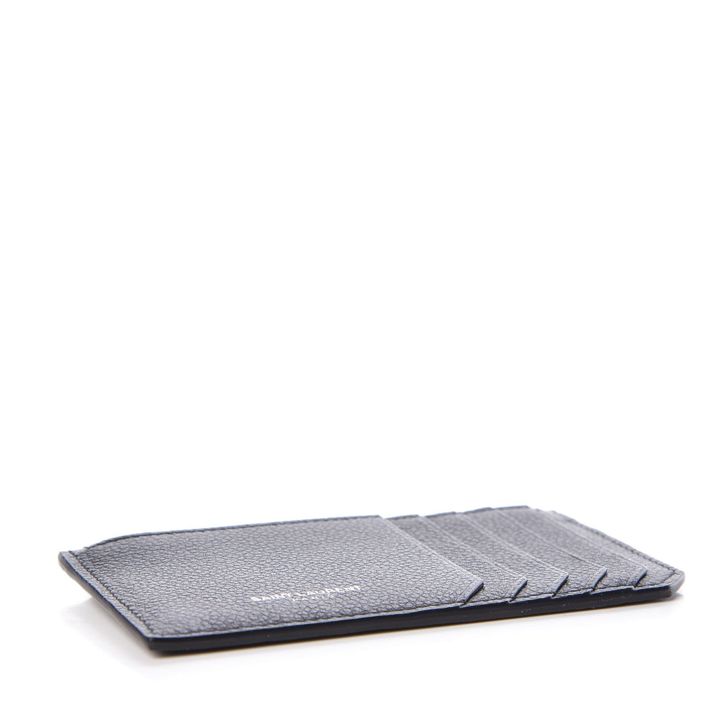 Grained Calfskin 5 Fragments Zip Pouch Card Holder Black