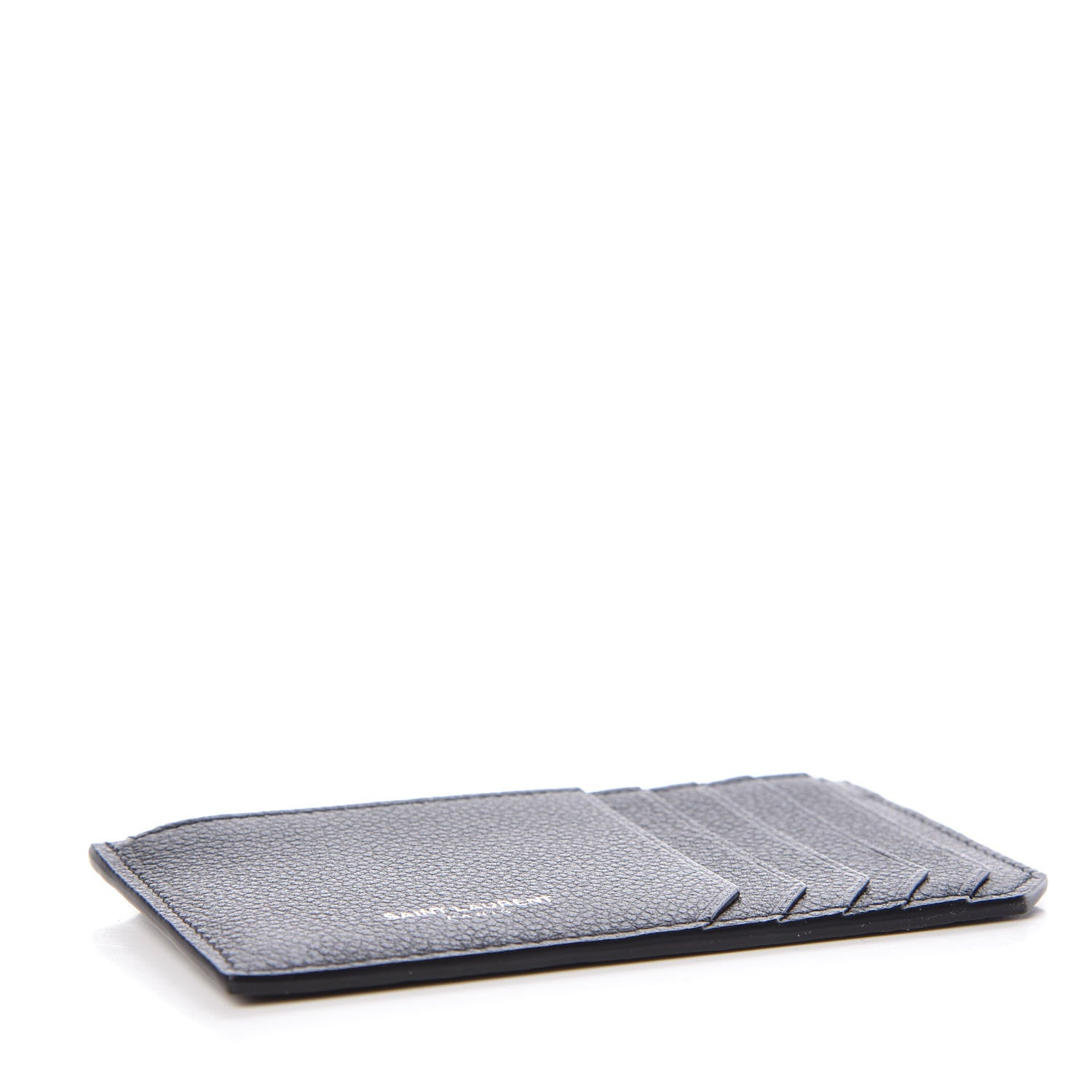 Saint Laurent Grained Calfskin 5 Fragments Zip Pouch Card Holder Black 4 of 7