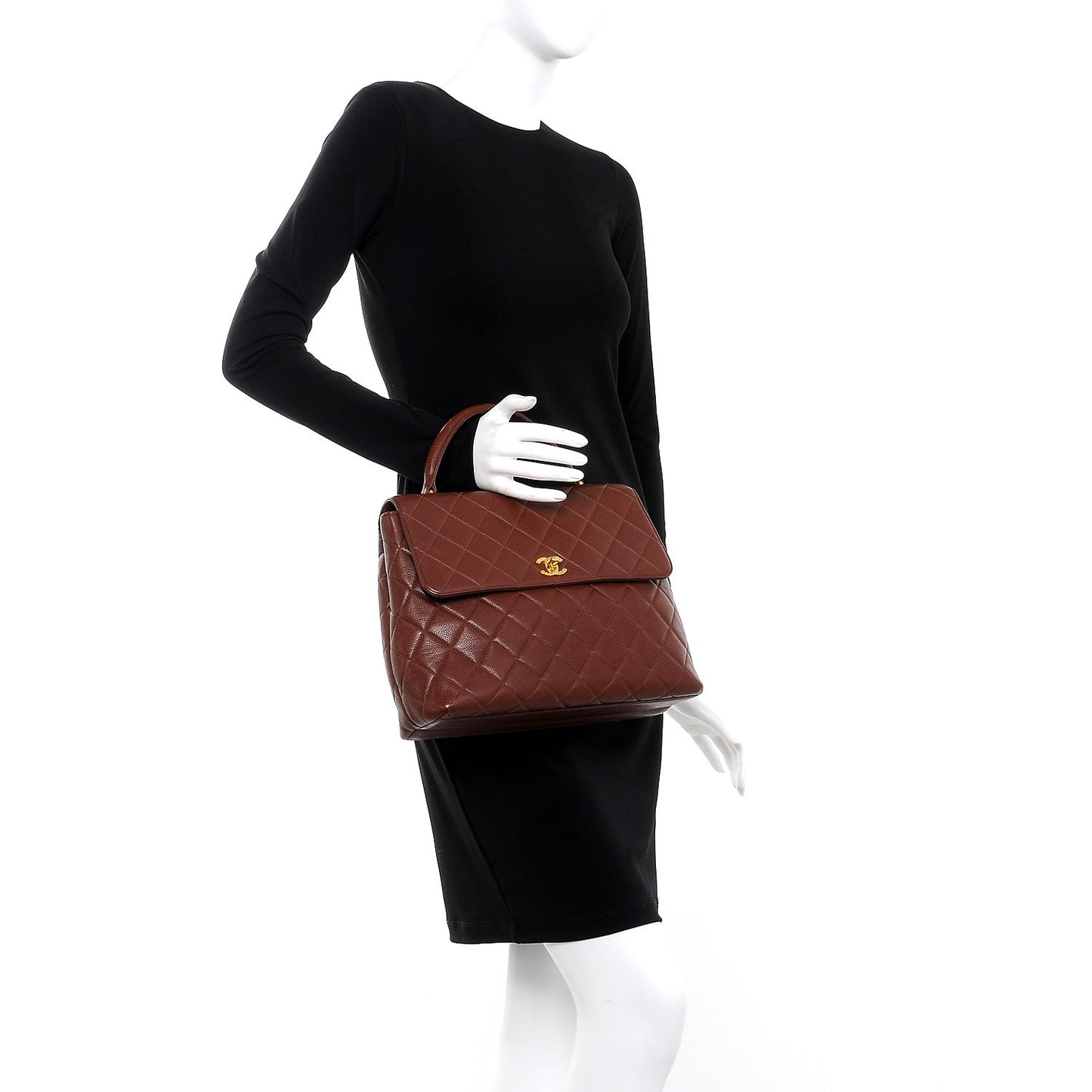 Caviar Quilted Jumbo Kelly Flap Brown