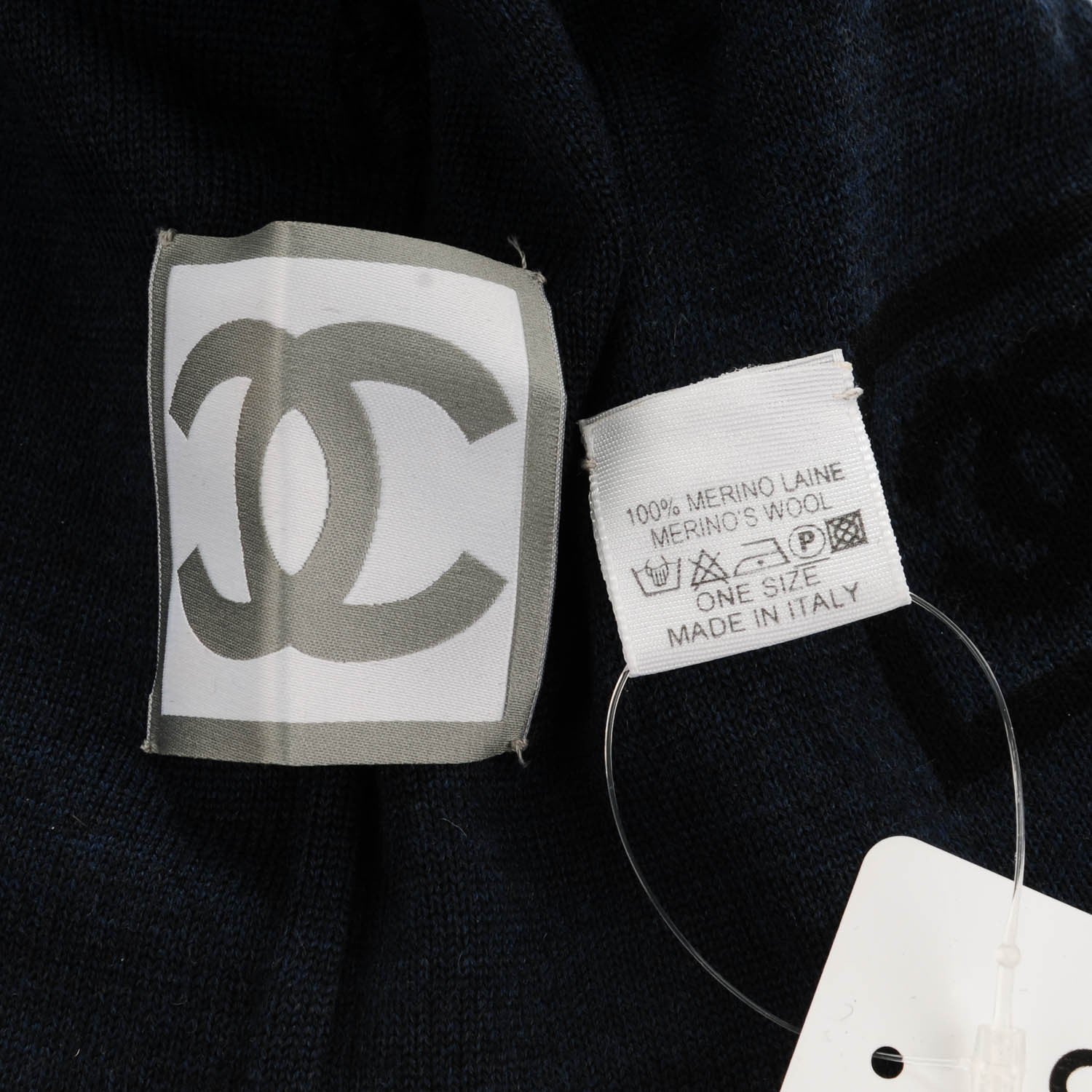 Chanel Merino Wool CC Beanie Hat Black 4 of 4