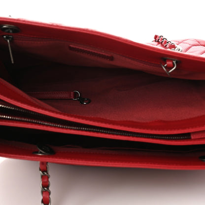Chanel Caviar Quilted Large Zipped Shopping Tote Red 4 of 10