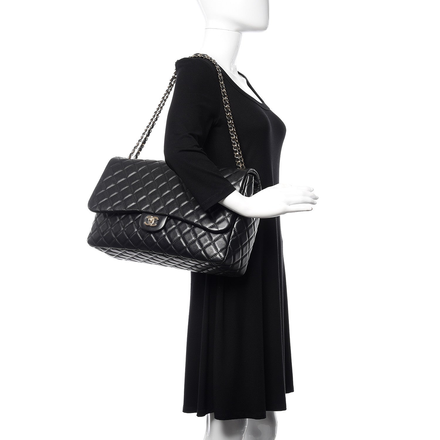 Chanel Metallized Calfskin Quilted Small XXL Travel Flap Bag Black 2 of 10