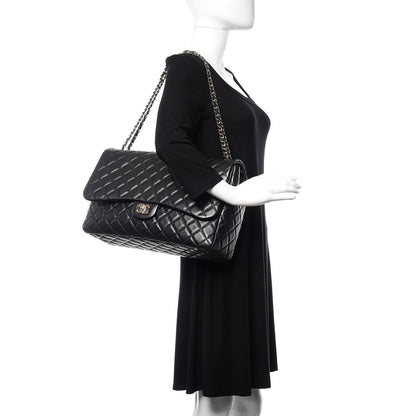 Chanel Metallized Calfskin Quilted Small XXL Travel Flap Bag Black 2 of 10
