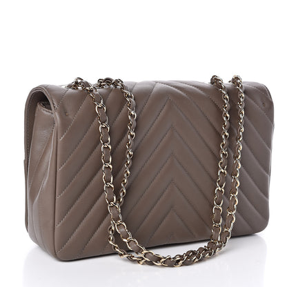 Chanel Calfskin Chevron Quilted Medium Statement Flap Khaki 3 of 11
