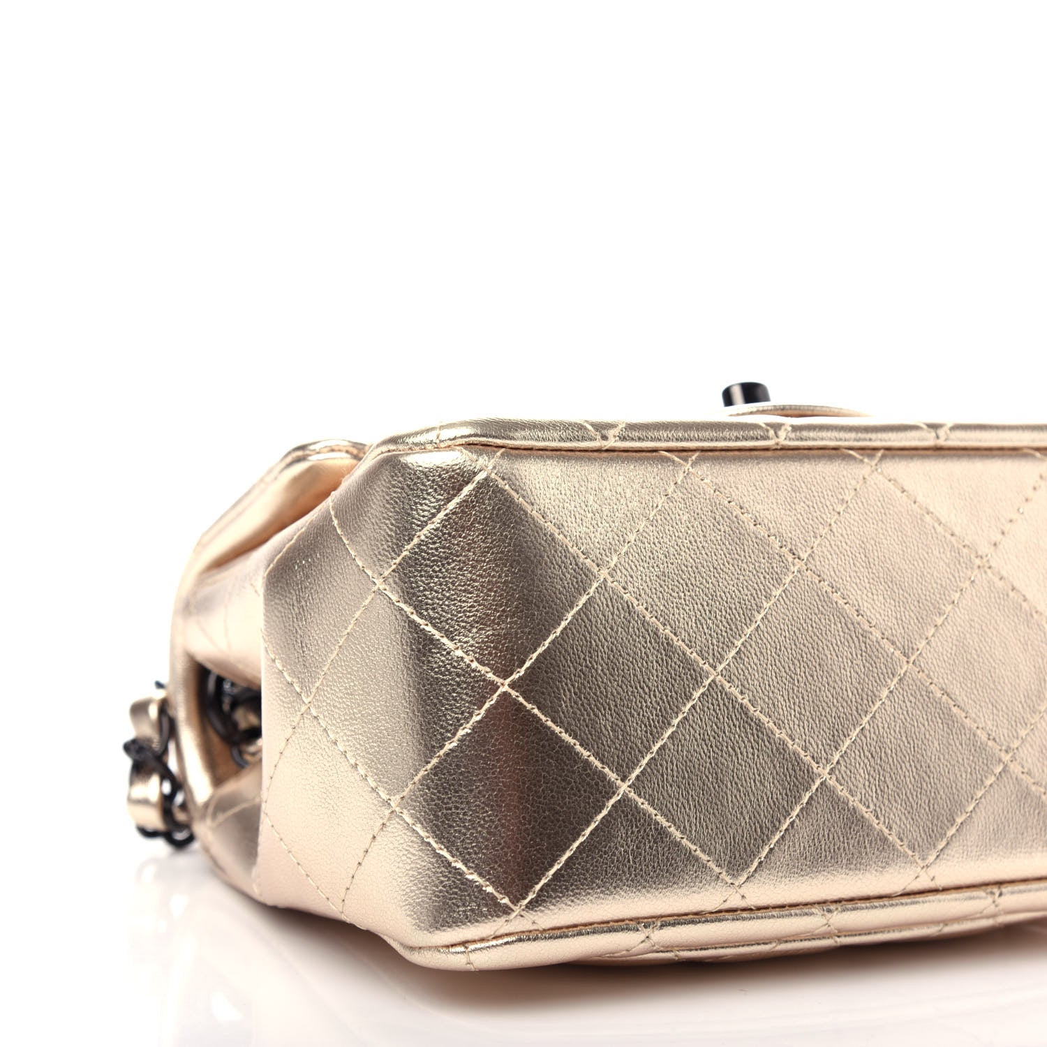 Chanel Metallic Lambskin Quilted Mini Square Flap Gold Black 8 of 11