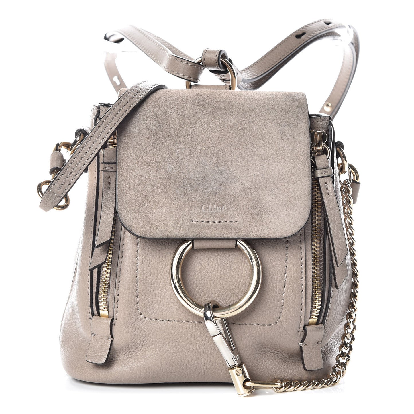 Suede Calfskin Mini Faye Backpack Motty Grey