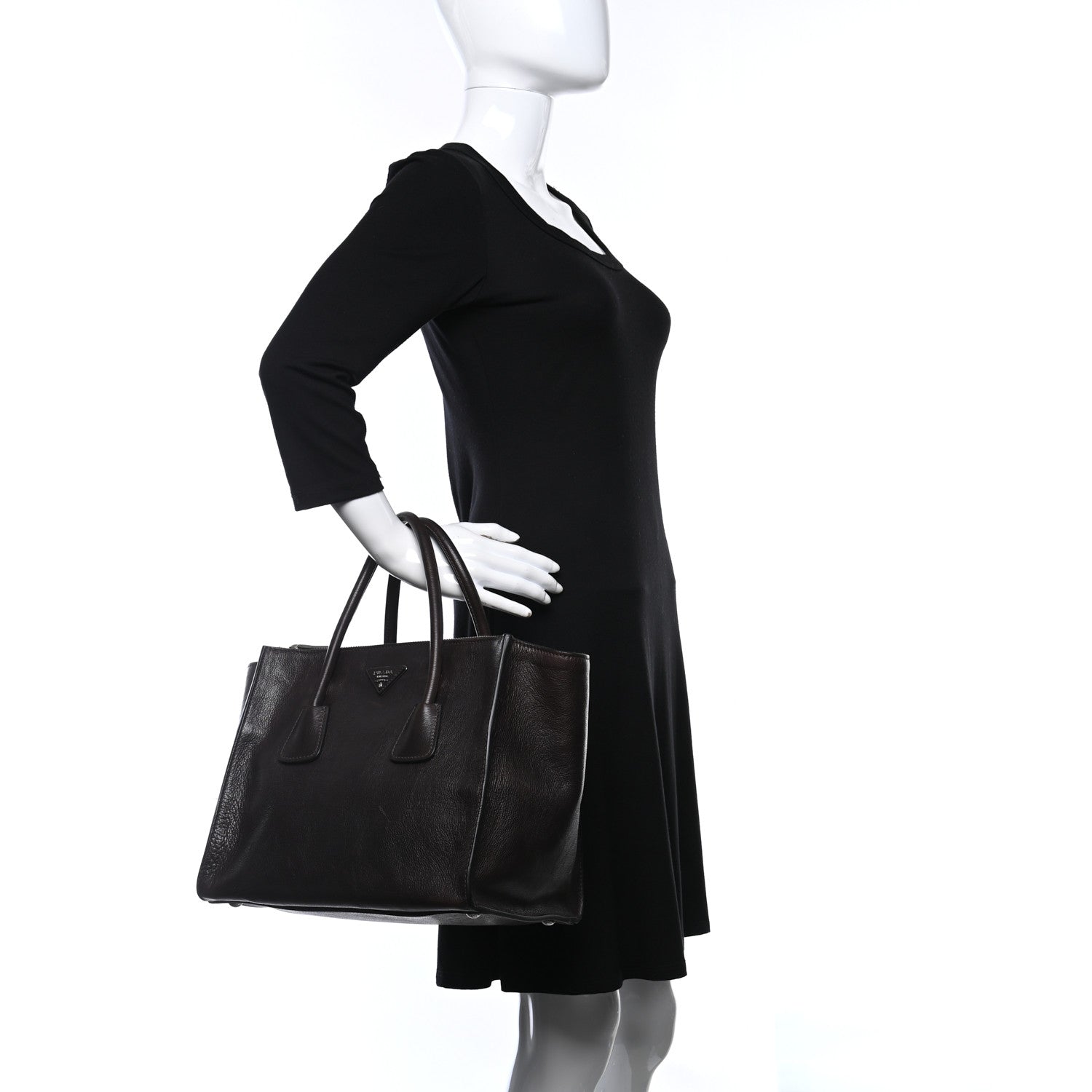 Prada Glace Calf Twin Pocket Tote Moro 2 of 11