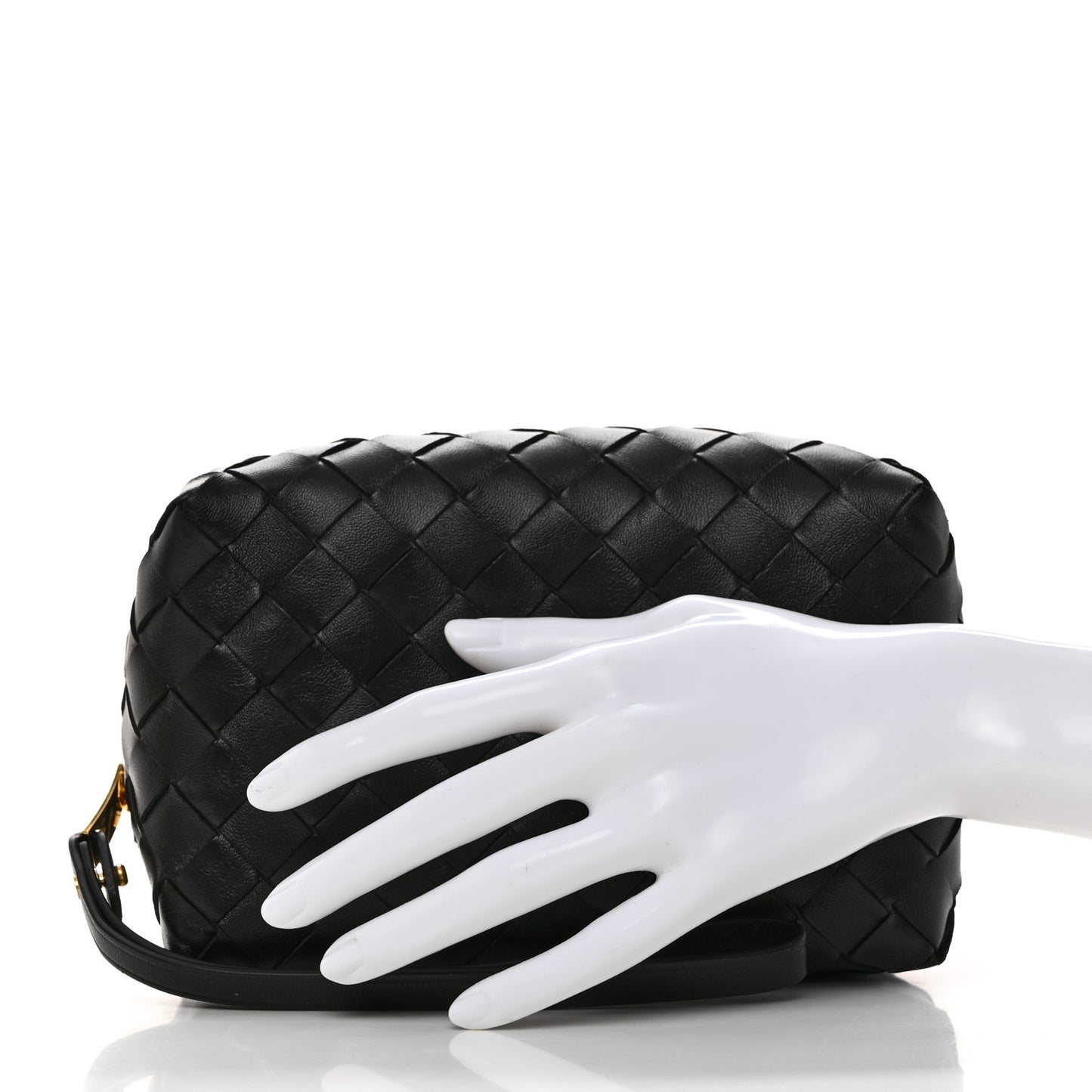 Nappa Intrecciato Zip Wristlet Clutch Black