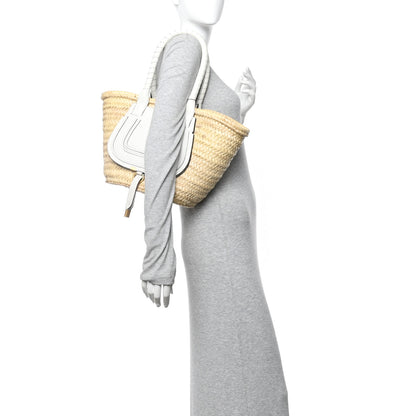 Chloe Raffia Grain Calfskin Medium Marcie Basket White 2 of 13