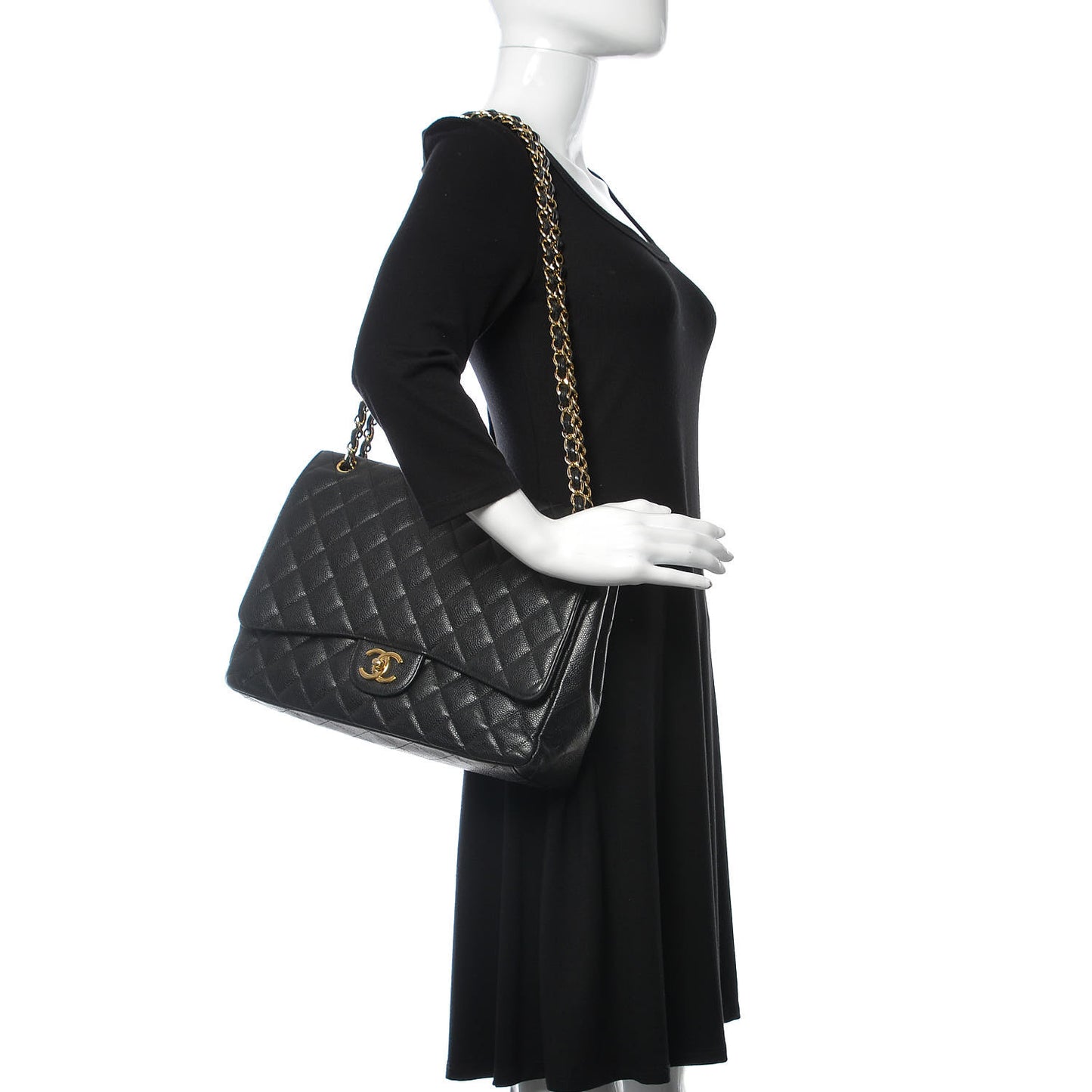 Caviar Quilted Maxi Double Flap Black