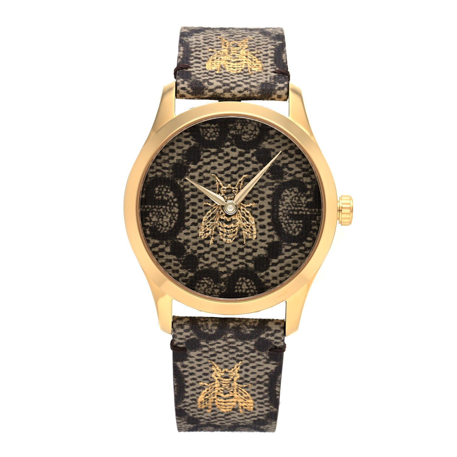 Gucci Stainless Steel Canvas 38mm G-Timeless GG Supreme Bee Quartz Watch Brown 1 of 5