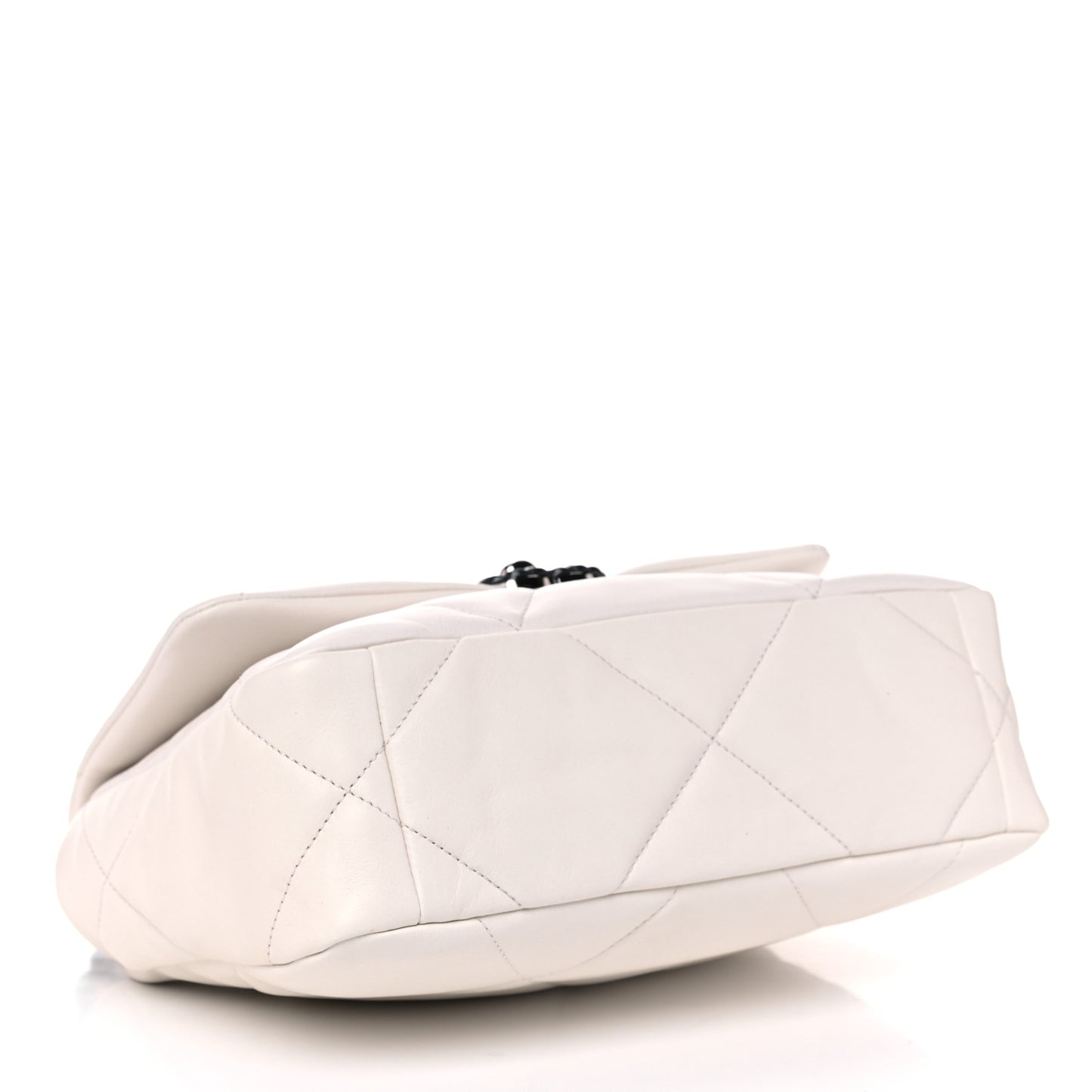 Glossy Calfskin Quilted Medium Chanel 19 Flap White Black
