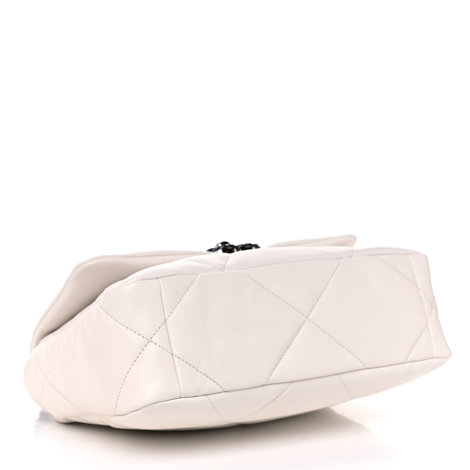 Chanel Glossy Calfskin Quilted Medium Chanel 19 Flap White Black 4 of 10