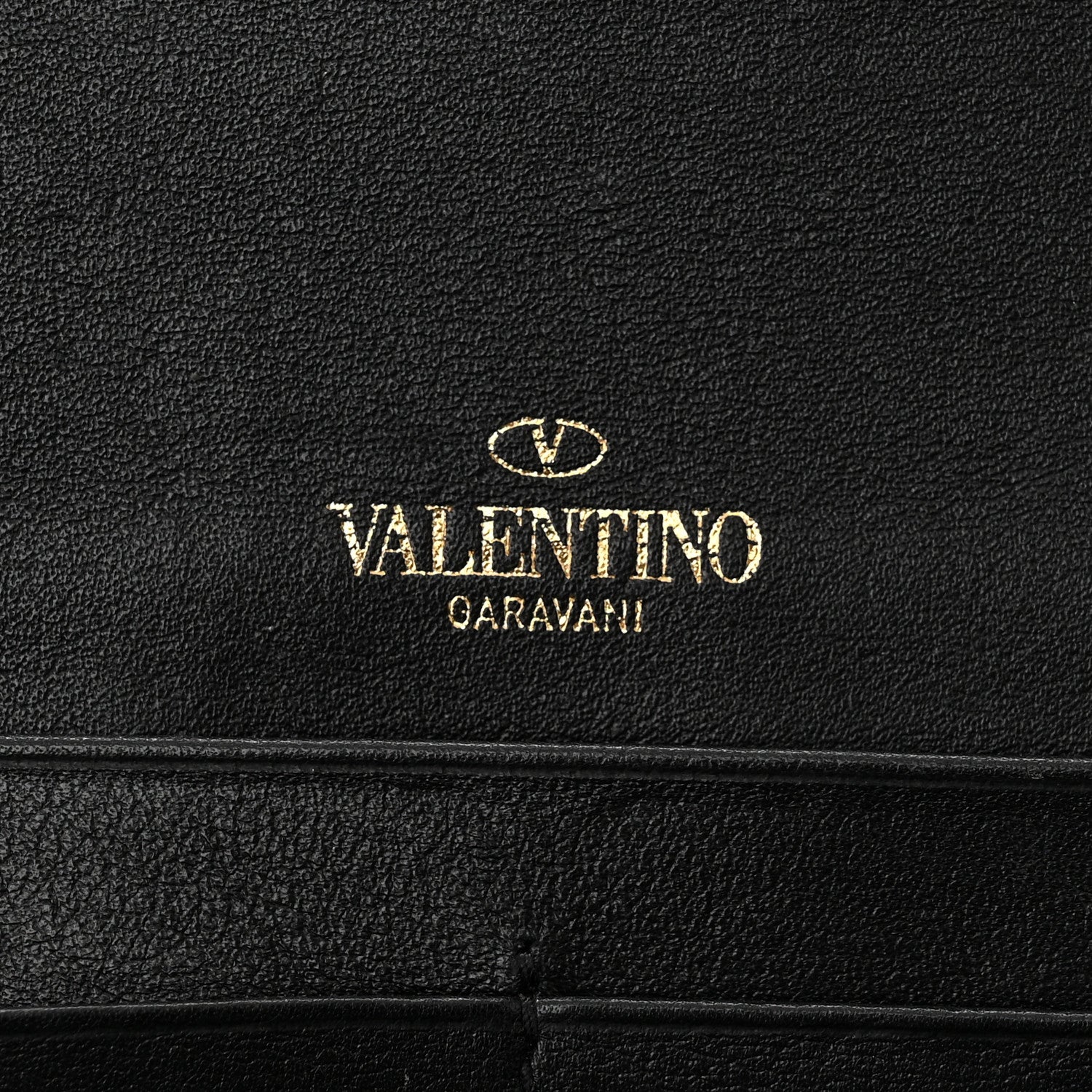 Valentino Garavani Vitello Rockstud Flap Wallet On Chain Black 6 of 15