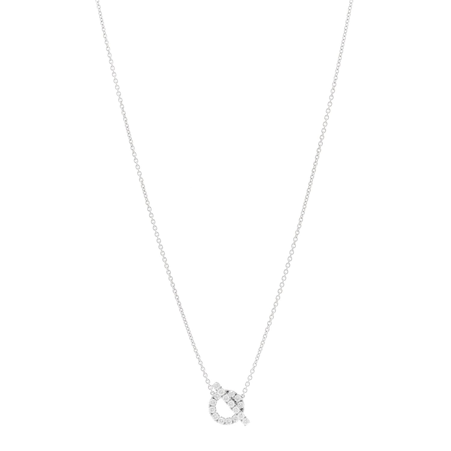 Hermes 18K White Gold Diamond Finesse Pendant Necklace 1 of 6
