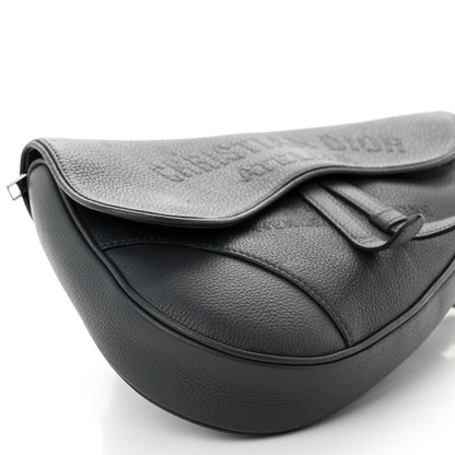 Christian Dior Calfskin Atelier Signature Print Mens Saddle Bag Grey 9 of 10