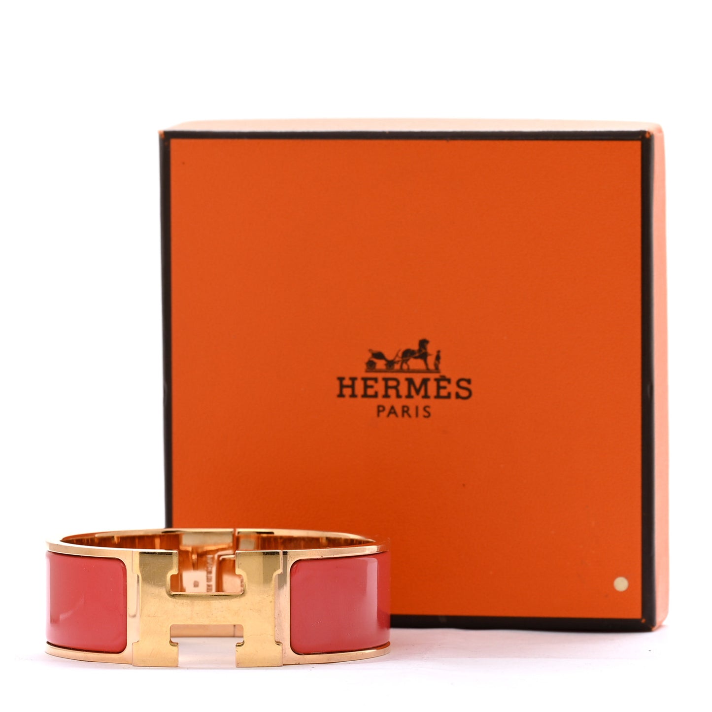 Enamel Wide Clic Clac H Bracelet GM Rouge Corail