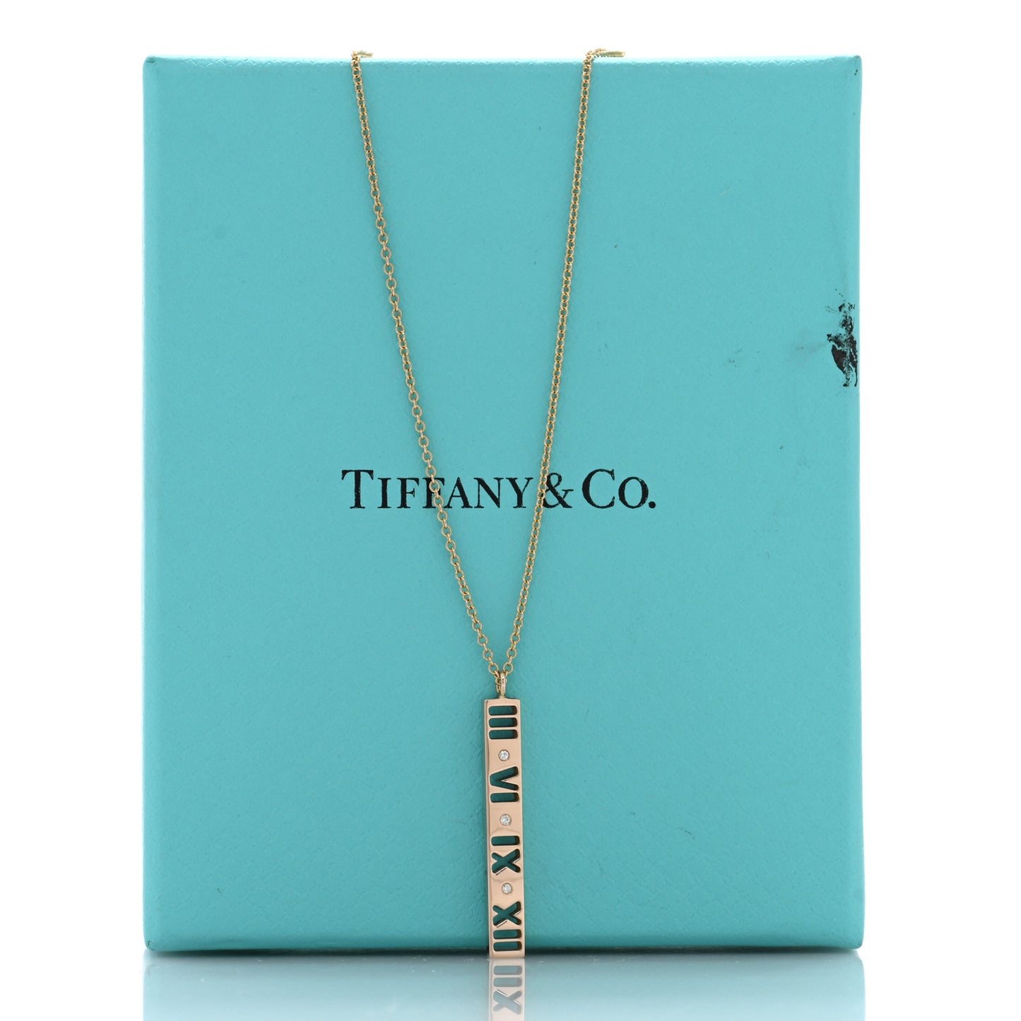 18K Rose Gold Diamond Atlas Bar Pendant Necklace