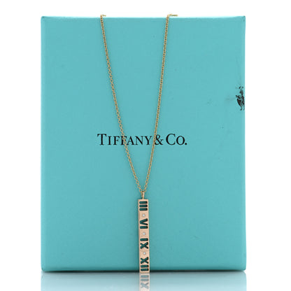 Tiffany 18K Rose Gold Diamond Atlas Bar Pendant Necklace 5 of 5
