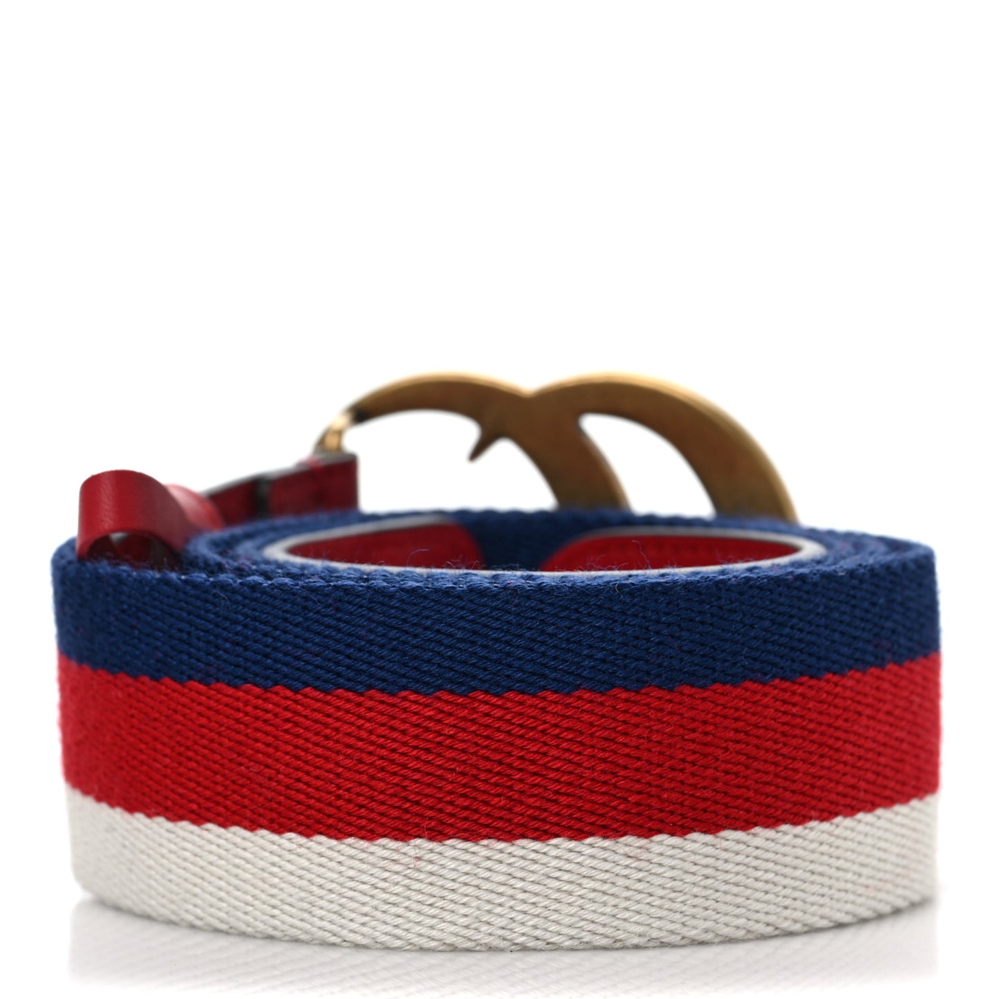 Nylon Calfskin Double G Web 40mm Belt 95 38 Blue Red White