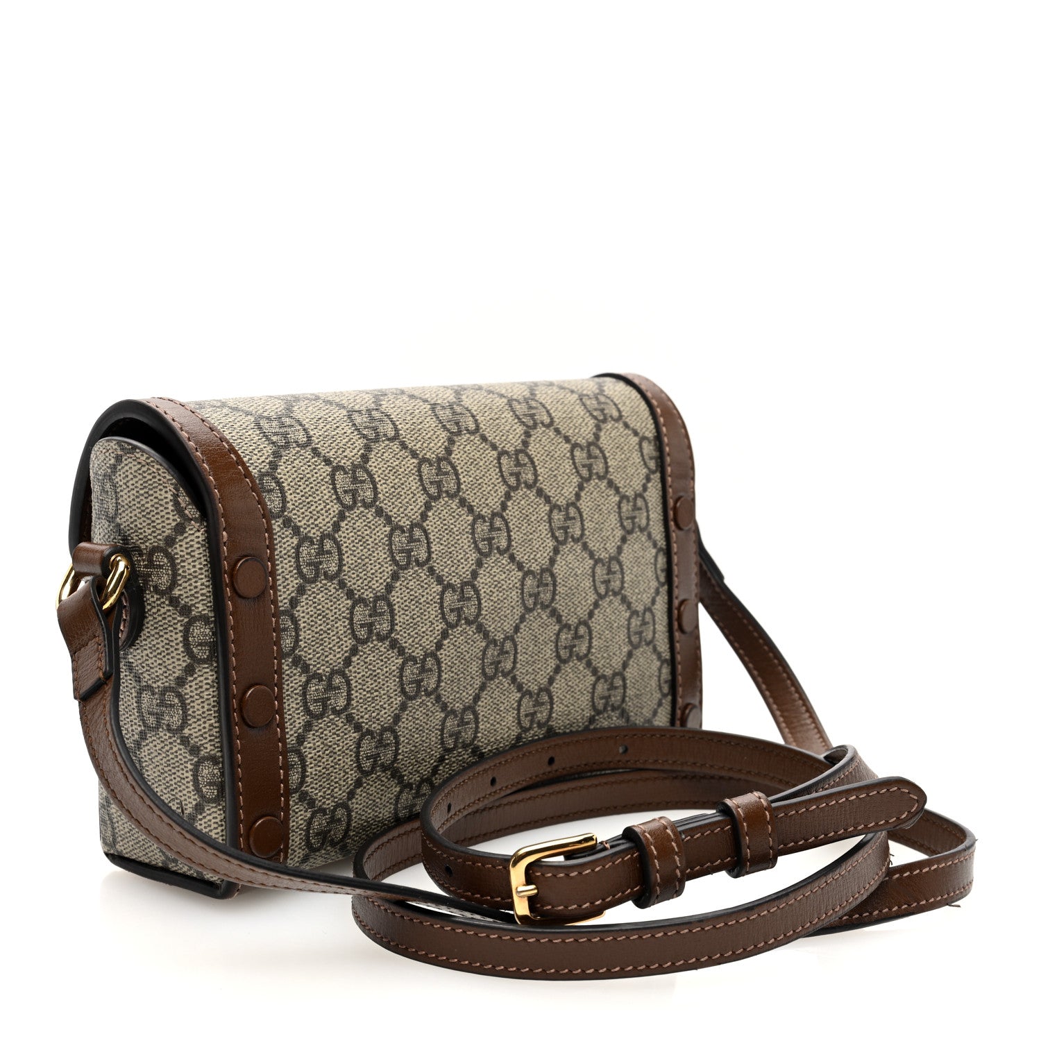Gucci GG Supreme Monogram Mini Horsebit 1955 Shoulder Bag Beige Brown Sugar 3 of 10