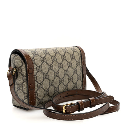 Gucci GG Supreme Monogram Mini Horsebit 1955 Shoulder Bag Beige Brown Sugar 3 of 10