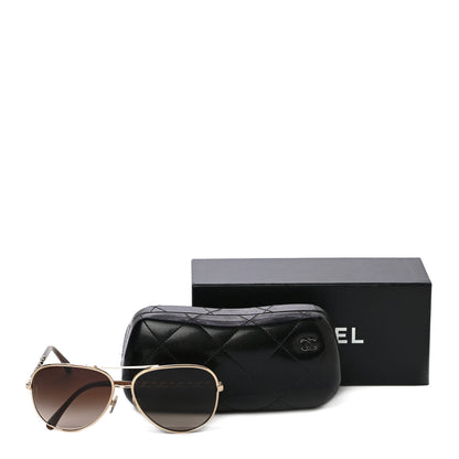 Chanel Lambskin Aviator Chain Sunglasses 4194-Q Gold 7 of 7