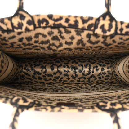 Christian Dior Canvas Mizza Embroidered Large Leopard Book Tote Beige 5 of 11