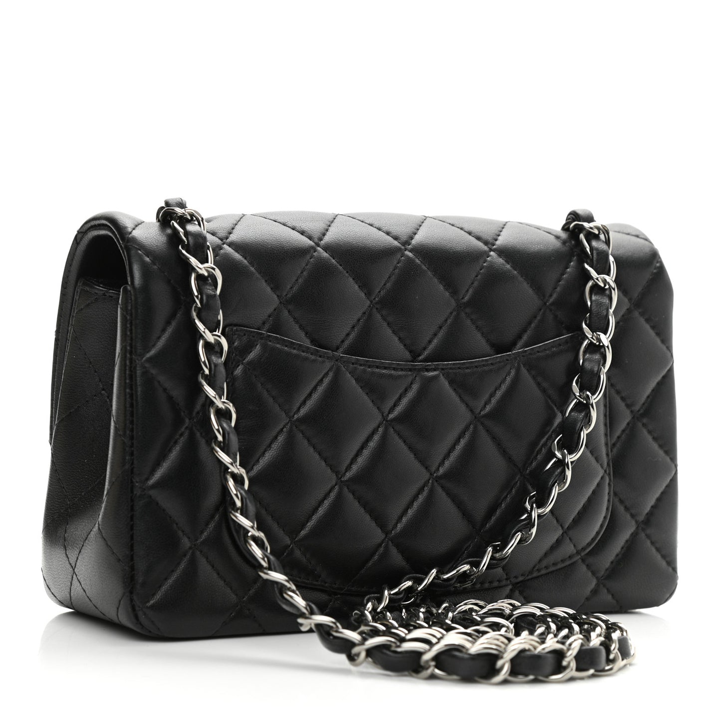 Lambskin Quilted Mini Rectangular Flap Black