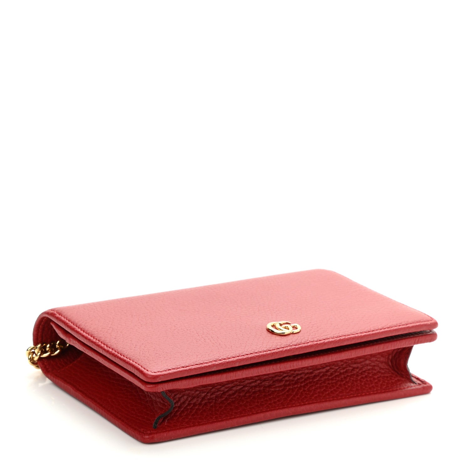 Gucci Dollar Calfskin Mini GG Marmont Chain Wallet Hibiscus Red 4 of 10