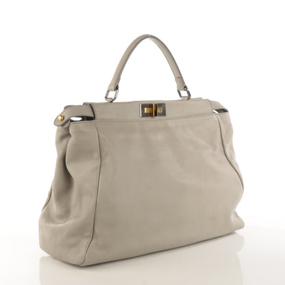 Fendi Goatskin Large Peekaboo Iconic Satchel Grigio Black 3 of 8