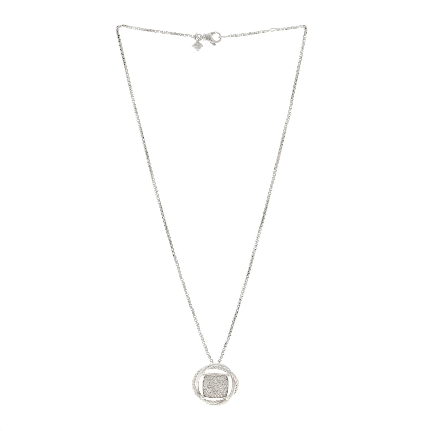 David Yurman Sterling Silver Diamond 25mm Infinity Pendant Necklace 3 of 4