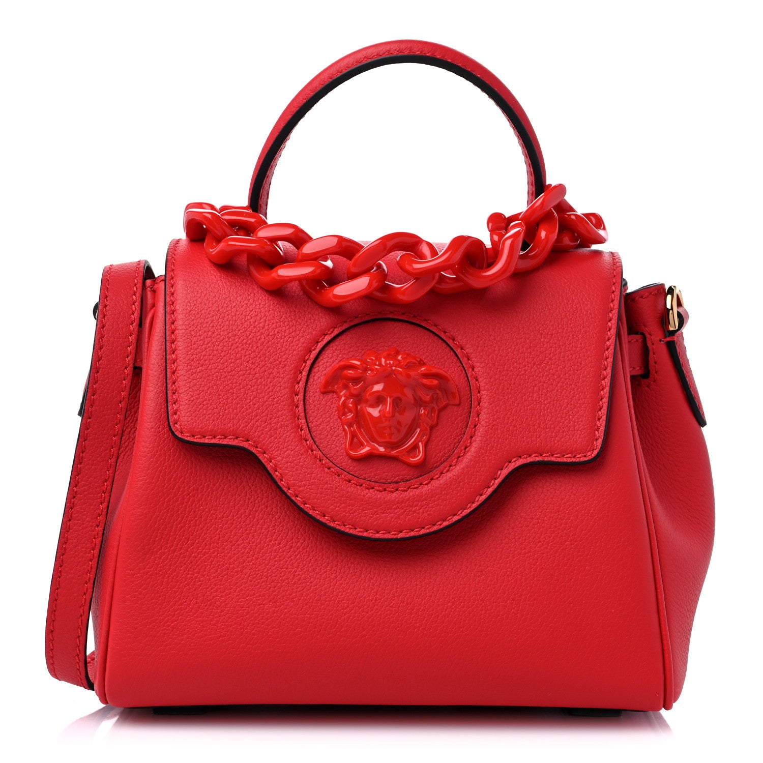 Versace Grained Calfskin Small La Medusa Top Handle Bag Red 1 of 8