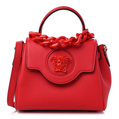 Versace Grained Calfskin Small La Medusa Top Handle Bag Red 1 of 8