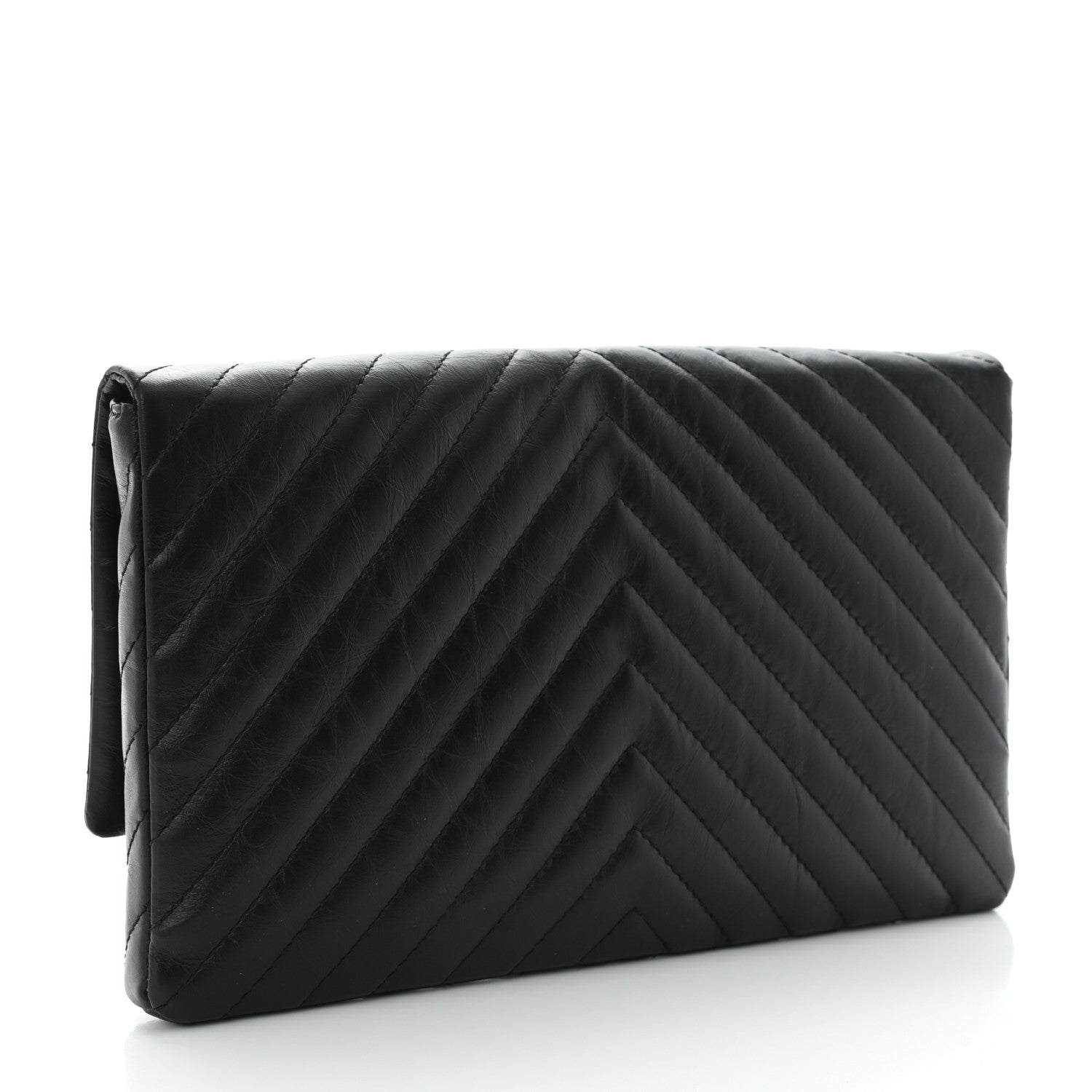 Chanel Aged Calfskin Chevron Reissue Flap Clutch Black 2 of 9