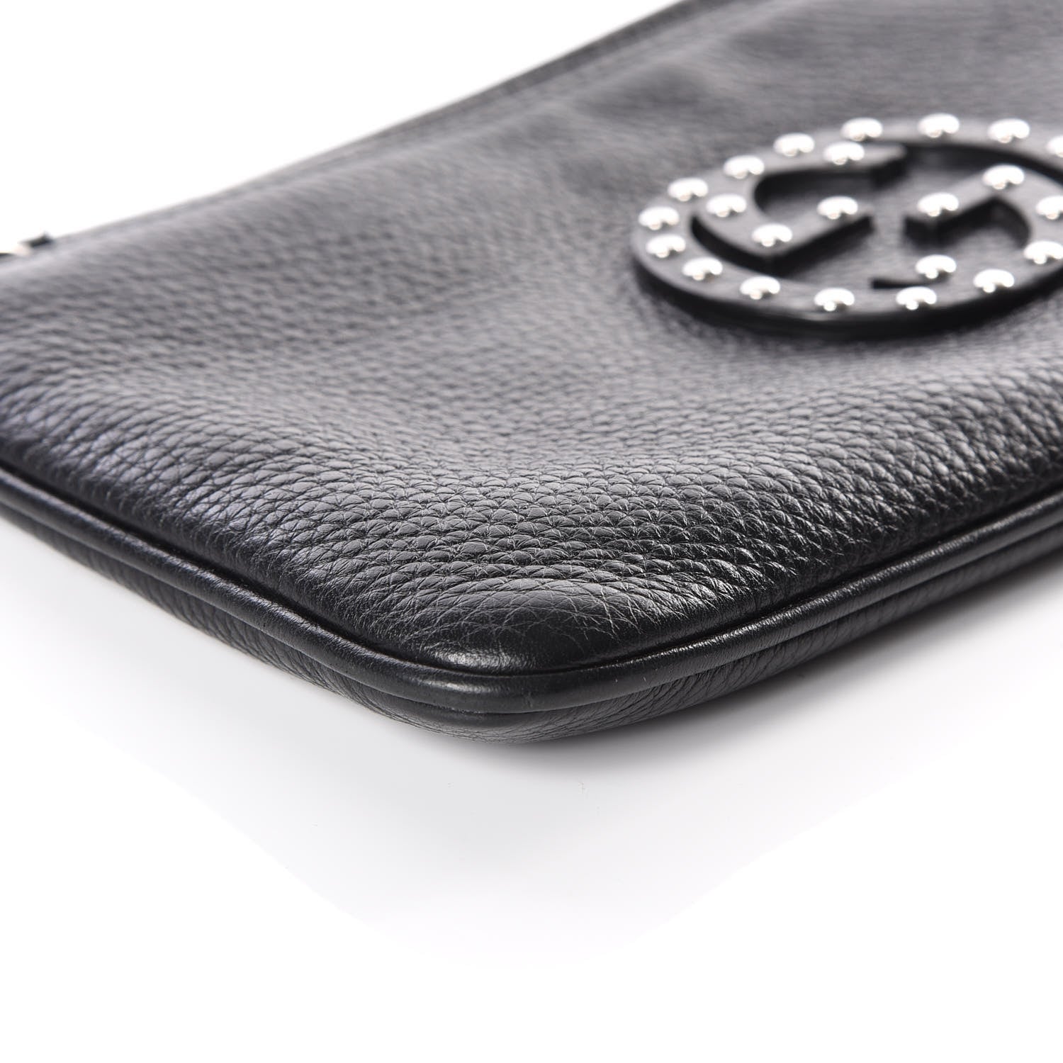 Gucci Pebbled Calfskin Studded Soho Wristlet Black 4 of 9