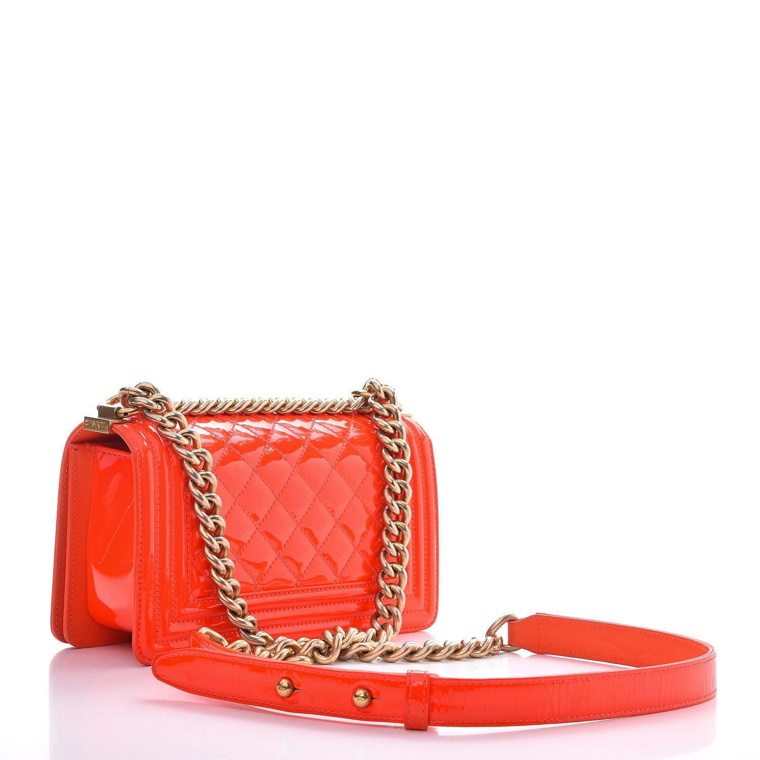 Chanel Patent Calfskin Quilted Small Boy Flap Orange 3 of 13