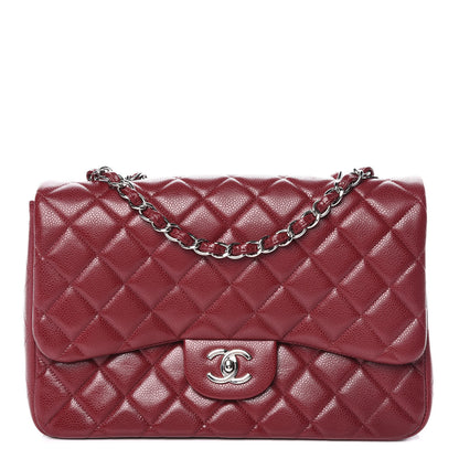 Chanel Caviar Quilted Jumbo Single Flap Dark Red 1 of 10