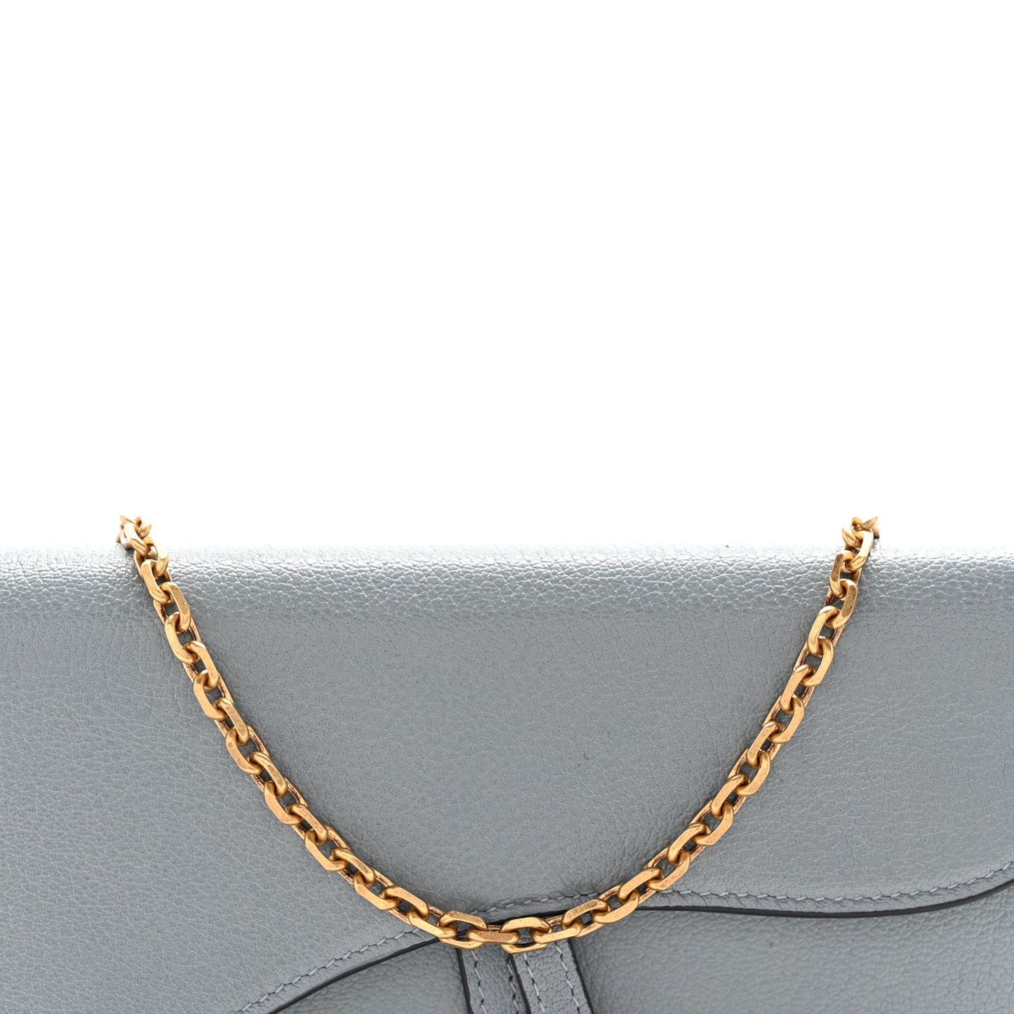 Goatskin Saddle Chain Wallet Pouch Cloud Blue