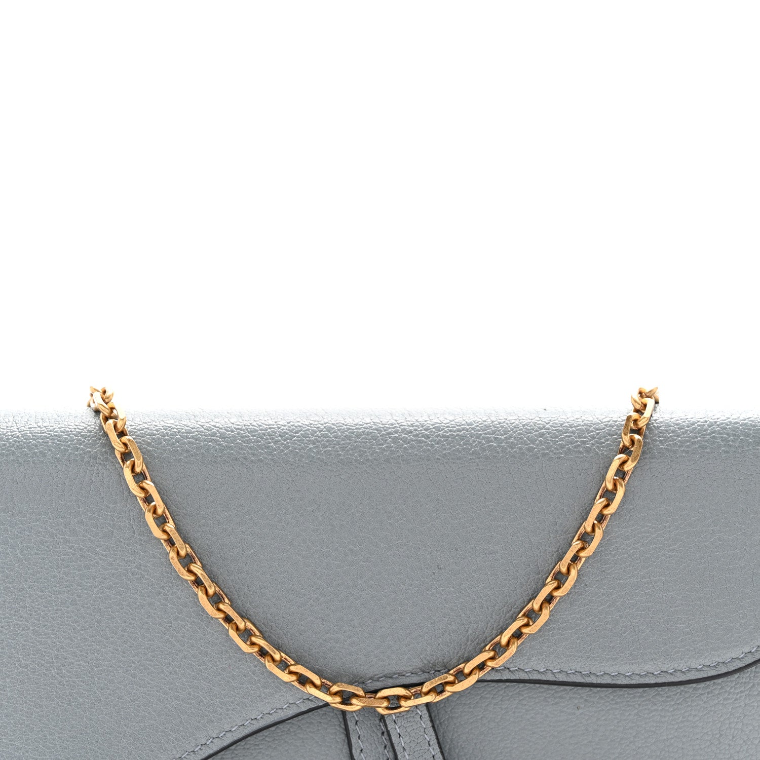 Christian Dior Goatskin Saddle Chain Wallet Pouch Cloud Blue 9 of 11